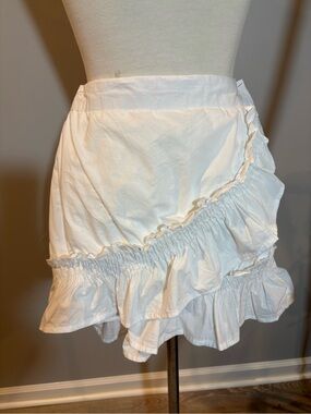 White Ruffle Mini Skirt with Layered Tiers